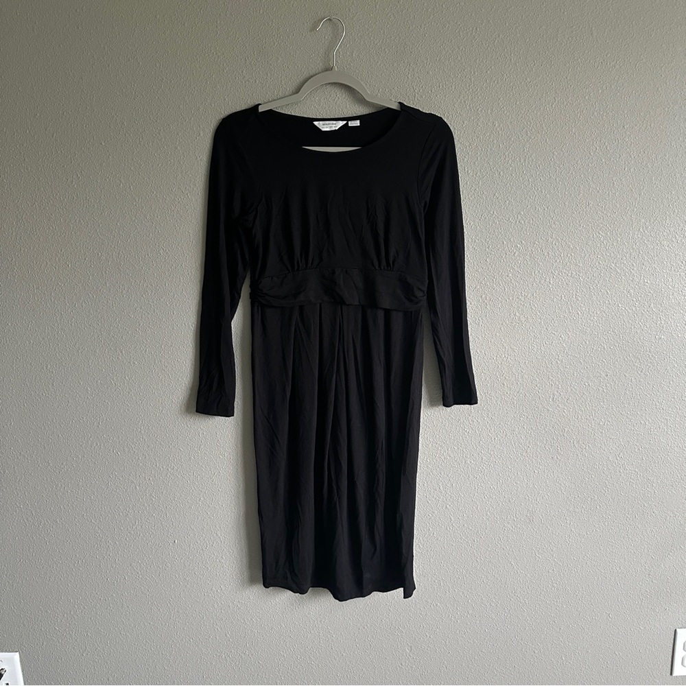 Seraphine Black Long Sleeve Maternity Nursing Dress 2